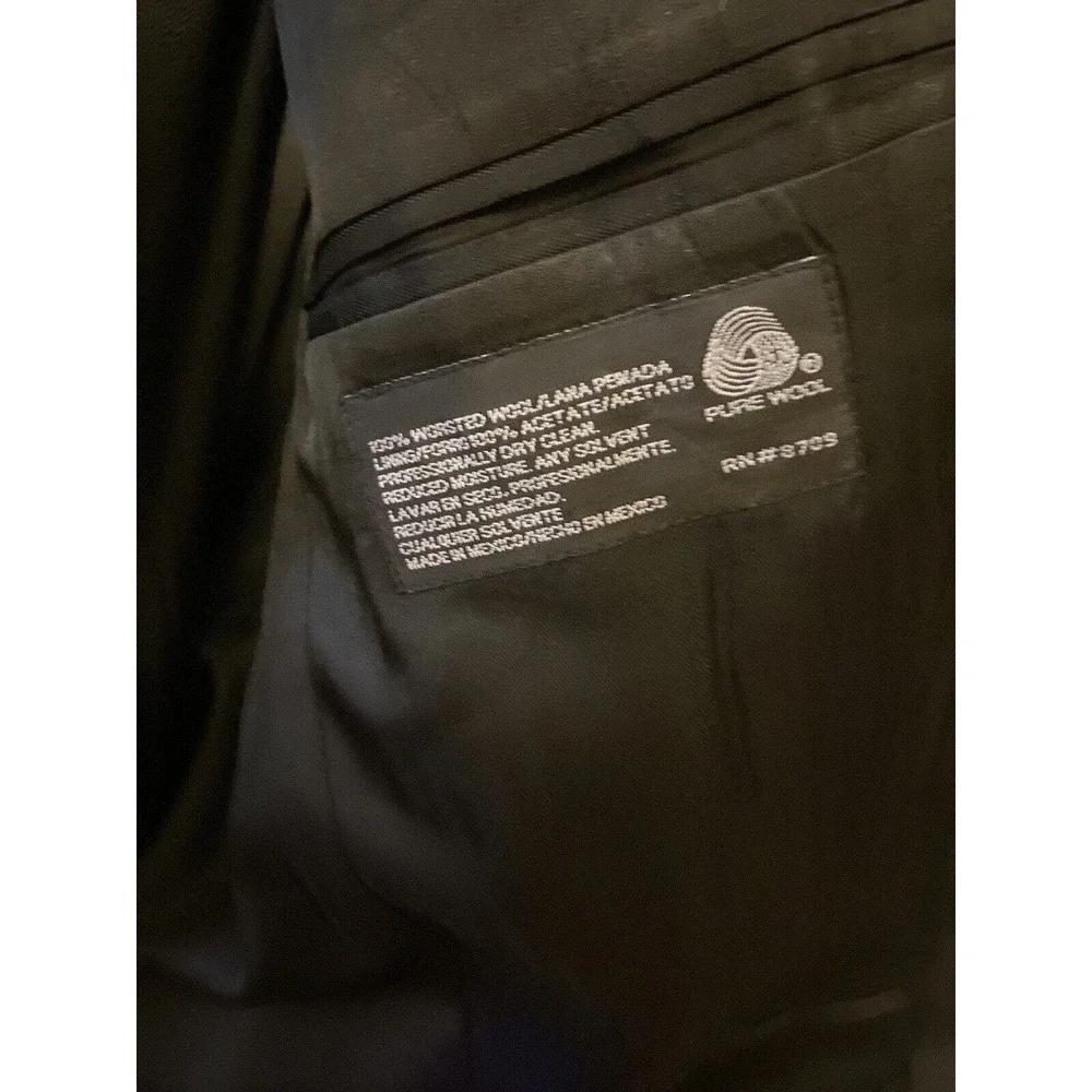 Stafford Suit Mens 40S Jacket 35x28 Pants Black Wool 2 Piece 3 Button 90s